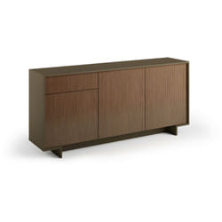 Credenza Aronne, Madia da salotto, Buffet da soggiorno a 3 ante e 1 cassetto, 100% Made in Italy, 170x42h78 cm, Marrone e Noce - Dmora