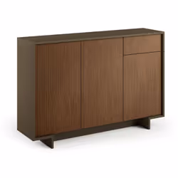 CREDENZA - Madia da salotto, Buffet da soggiorno a 3 ante e 1 cassetto, 100% Made in Italy, 134x35h87 cm, Marrone e Noce. STR ...