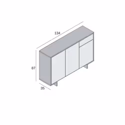 Credenza Arius, Madia da salotto, Buffet da soggiorno a 3 ante e 1 cassetto, 100% Made in Italy, 134x35h87 cm, Bianco