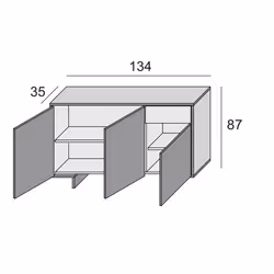 Credenza Arius, Madia da salotto, Buffet da soggiorno a 3 ante e 1 cassetto, 100% Made in Italy, 134x35h87 cm, Bianco - Vista aggiuntiva 4