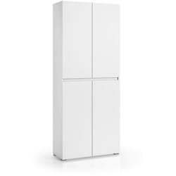 Armadio multiuso grande Arro, Scarpiera con ripiani regolabili, Mobile porta scarpe a 4 ante, 100% Made in Italy, 80x37h195 cm, Bianco - Dmora