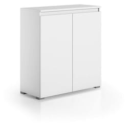 Scarpiera Astrina, Mobile multiuso, Porta scarpe salvaspazio a 2 ante, Armadio portaoggetti con scaffali, 100% Made in Italy, 80x37h102 cm, Bianco