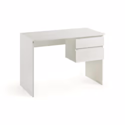 Scrivania Zimone, Scrittoio lineare con 2 cassetti, Tavolo da studio multiuso e salvaspazio, 100% Made in Italy, 110x53h76 cm, Bianco