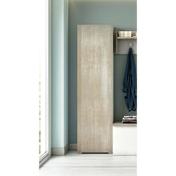 Armadio multiuso 1 anta Abuela, Mobile multiuso a 1 Anta, Scarpiera con ripiani, 100% Made in Italy, 50x30h182 cm, Rovere