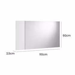 Specchio Atri, Specchio decorativo da ingresso, Articolo d'arredo a muro con profilo laterale, 100% Made in Italy, 110x3h60 cm, Bianco - Vista aggiuntiva 3