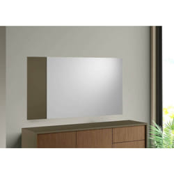 Specchio Atri, Specchio decorativo da ingresso, Articolo d'arredo a muro con profilo laterale, 100% Made in Italy, 110x3h60 cm, Bianco e Marrone