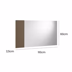 Specchio Atri, Specchio decorativo da ingresso, Articolo d'arredo a muro con profilo laterale, 100% Made in Italy, 110x3h60 cm, Bianco e Marrone - Vista aggiuntiva 3