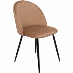 SEDIA - Poltrona rivestita in velluto, Sedia da pranzo imbottita, Seduta per riunioni, 51x54h82 cm, Beige. STRUTTURA E UTILIZ ...
