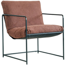Dmora - Poltrona Appare, Poltrona rivestita in tessuto bouclé, Sedia imbottita, Seduta con braccioli in metallo, 61x67h75 cm, Marrone