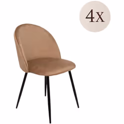SET DI 4 SEDIE - Poltrona rivestita in velluto, Sedia da pranzo imbottita, Seduta per riunioni, 51x54h82 cm, Beige.STRUTTURA ...
