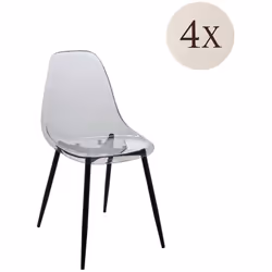 SET DI 4 SEDIE - Poltrona in PET, Sedia da pranzo ergonomica, Seduta per riunioni, 53x46h81 cm, Fumé.STRUTTURA E UTILIZZO - S ...