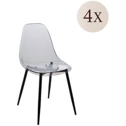 Set di 4 sedie Amstrong, Poltrona in pet, Sedia da pranzo ergonomica, Seduta per riunioni, 53x46h81 cm, Fumé - Dmora
