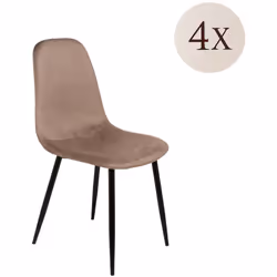 SET DI 4 SEDIE - Poltrona rivestita in velluto, Sedia da pranzo imbottita, Seduta per riunioni, 45x56h87 cm, Tortora. STRUTTU ...