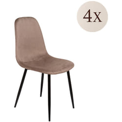 Set di 4 sedie Arter, Poltrona rivestita in velluto, Sedia da pranzo imbottita, Seduta per riunioni, 45x56h87 cm, Tortora - Dmora