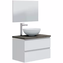 MOBILE SOTTOLAVABO - Mobiletto da bagno, Contenitore porta lavabo, Armadio per lavandino, 79x46 h53 cm, Bianco lucido e Olmo. ...