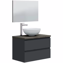 MOBILE SOTTOLAVABO - Mobiletto da bagno, Contenitore porta lavabo, Armadio per lavandino, 79x46 h53 cm, Antracite e Olmo. STR ...