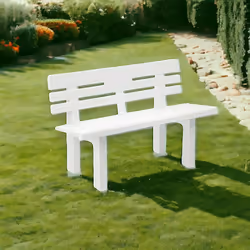 Panchina da esterno Alim, Panca monoblocco da giardino, Panchina outdoor, 100% Made in Italy, 110x52h71 cm, Bianco