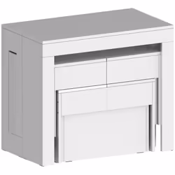 SET TAVOLO E SEDIE - Composizione multiuso, Set con consolle e 2 panche allungabili, 100% Made in Italy, 66x25h45 cm, Bianco  ...