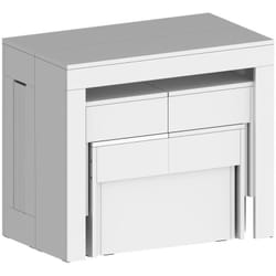 Set tavolo e sedie Auditore, Composizione multiuso, Set con consolle e 2 panche allungabili, 100% Made in Italy, 66x25h45 cm, Bianco lucido - Dmora