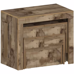 SET TAVOLO E SEDIE - Composizione multiuso, Set con consolle e 2 panche allungabili, 100% Made in Italy, 66x25h45 cm, Acero. ...