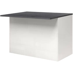 Dmora - Isola da cucina Analiza, Armadio multiuso, Mobile per cucinotto, Tavolo ausiliario, 100% Made in Italy, 125x90h90 cm, Bianco lucido e Ardesia