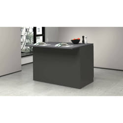 Isola da cucina Analiza, Tavolo ausiliario portaoggetti, Mobile da cucina a 2 ante, 100% Made in Italy, 125x90h90 cm, Antracite e Ardesia