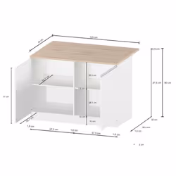 Isola da cucina Analiza, Tavolo ausiliario portaoggetti, Mobile da cucina a 2 ante, 100% Made in Italy, 125x90h90 cm, Antracite e Ardesia