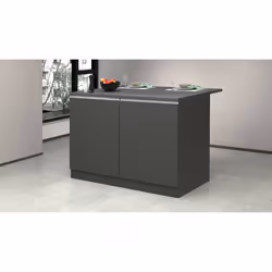 Isola da cucina Analiza, Tavolo ausiliario portaoggetti, Mobile da cucina a 2 ante, 100% Made in Italy, 125x90h90 cm, Antracite e Ardesia - Vista aggiuntiva 4