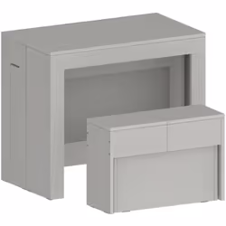 SET TAVOLO E SEDIE - Composizione multiuso, Set con consolle e 1 panca allungabili, 100% Made in Italy, 66x25h45 cm, Bianco.  ...