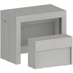 Set tavolo e sedie Badesi, Composizione multiuso, Set con consolle e 1 panca allungabili, 100% Made in Italy, 66x25h45 cm, Bianco - Dmora