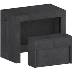 Set tavolo e sedie Badesi, Composizione multiuso, Set con consolle e 1 panca allungabili, 100% Made in Italy, 66x25h45 cm, Ardesia - Dmora