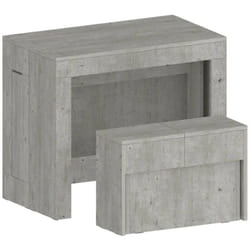 Set tavolo e sedie Badesi, Composizione multiuso, Set con consolle e 1 panca allungabili, 100% Made in Italy, 66x25h45 cm, Cemento - Dmora