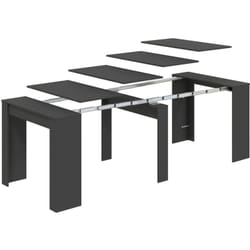 Consolle allungabile Abicitren, Tavolo da pranzo allungabile, Ripiano con allunghe multiuso estensibile fino a 10 posti, 51/237x90h78 cm, Antracite