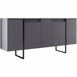 CREDENZA - Buffet da soggiorno, Madia da salotto, Dispensa da cucina, 160x35h80 cm, Antracite e Nero. STRUTTURA E UTILIZZO - ...