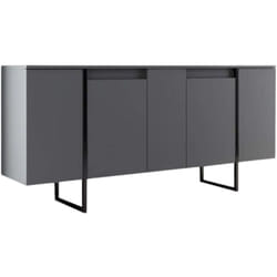 Credenza Betel, Buffet da soggiorno, Madia da salotto, Dispensa da cucina, 160x35h80 cm, Antracite e Nero, con imballo rinforzato, con imballo