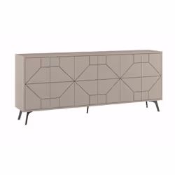 CREDENZA - Buffet da soggiorno, Madia da salotto, Dispensa da cucina, 184x35h77 cm, Cemento. STRUTTURA E UTILIZZO - Mobile da ...