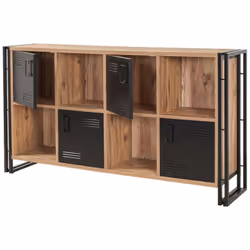 CREDENZA - Buffet da soggiorno, Madia da salotto, Dispensa da cucina, 164x35h89 cm, Quercia e Nero. STRUTTURA E UTILIZZO - Mo ...