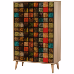 CREDENZA - Buffet da soggiorno, Madia da salotto, Dispensa da cucina, 80x36h127 cm, Quercia e Multicolore. STRUTTURA E UTILIZ ...