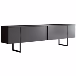 MOBILE PORTA TV - Credenza da soggiorno, Armadio basso per TV, Base parete attrezzata, 180x30h50 cm, Antracite e Nero. STRUTT ...