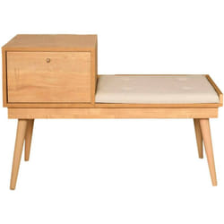 Dmora - Panca Asolo, Panchina multiuso, Seduta per ospiti, Cassapanca multifunzione, 40x105h45 cm, Quercia e Crema
