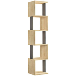 Libreria Nada, Scaffale da ufficio, Mobile portalibri, Biblioteca, 35x30h161 cm, Quercia e Antracite - Dmora