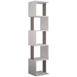LIBRERIA - Scaffale da ufficio, Mobile portalibri, Biblioteca, 35x30h161 cm, Bianco e Tortora. STRUTTURA E UTILIZZO - Mobile  ...