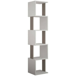 Libreria Nada, Scaffale da ufficio, Mobile portalibri, Biblioteca, 35x30h161 cm, Bianco e Tortora - Dmora