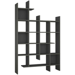 Libreria Achela, Scaffale da ufficio, Mobile portalibri, Biblioteca, 122x26h188 cm, Antracite - Dmora