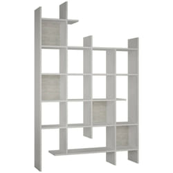 Libreria Achela, Scaffale da ufficio, Mobile portalibri, Biblioteca, 122x26h188 cm, Bianco - Dmora