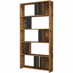 LIBRERIA - Scaffale da ufficio, Mobile portalibri, Biblioteca, 90x20h180 cm, Noce e Antracite. STRUTTURA E UTILIZZO - Mobile  ...