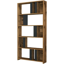 Dmora - Libreria Scapolita, Scaffale da ufficio, Mobile portalibri, Biblioteca, 90x20h180 cm, Noce e Antracite
