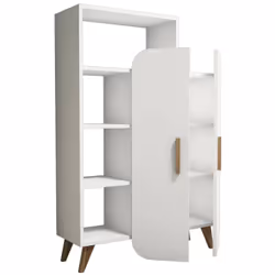 CREDENZA - Buffet da soggiorno, Madia da salotto, Dispensa da cucina, 90x32h132 cm, Bianco. STRUTTURA E UTILIZZO - Mobile da ...
