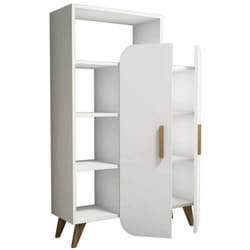 Dmora - Credenza Tormalina, Buffet da soggiorno, Madia da salotto, Dispensa da cucina, 90x32h132 cm, Bianco