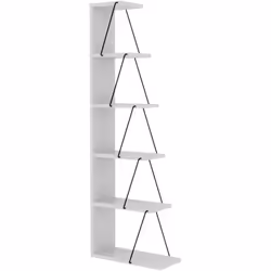 LIBRERIA - Scaffale da ufficio, Mobile portalibri, Biblioteca, 50x22h150 cm, Bianco e Nero. STRUTTURA E UTILIZZO - Mobile por ...